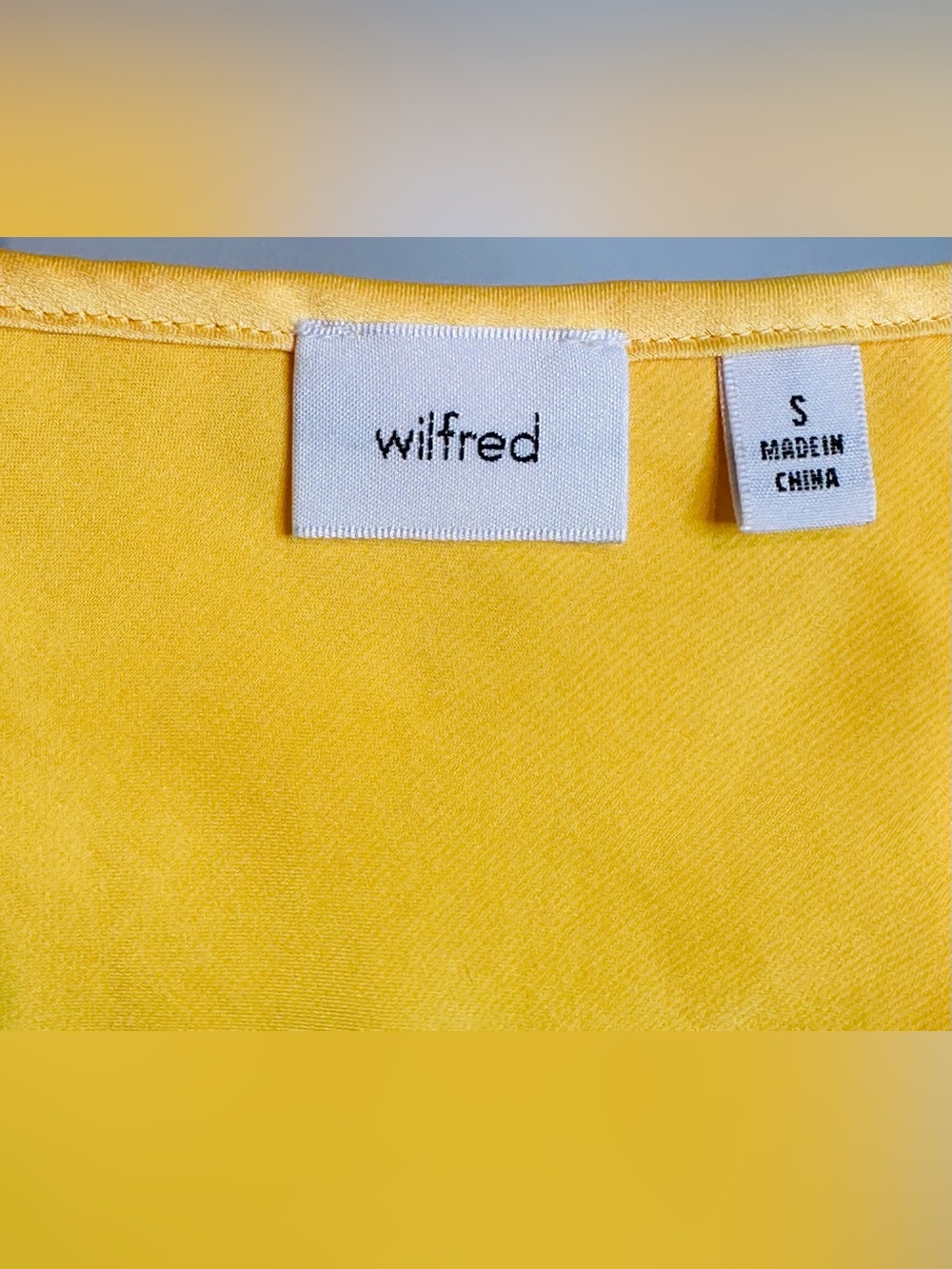 Aritzia Wilfred Tonka Yellow Satin Tie-Front Blouse Shirt Top - Picture 10 of 14